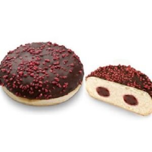 Berlina de chocolate rellana de frutos  rojos